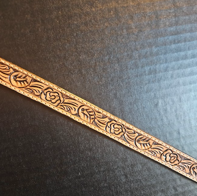 Flower Leather Hand Tooled Hatband