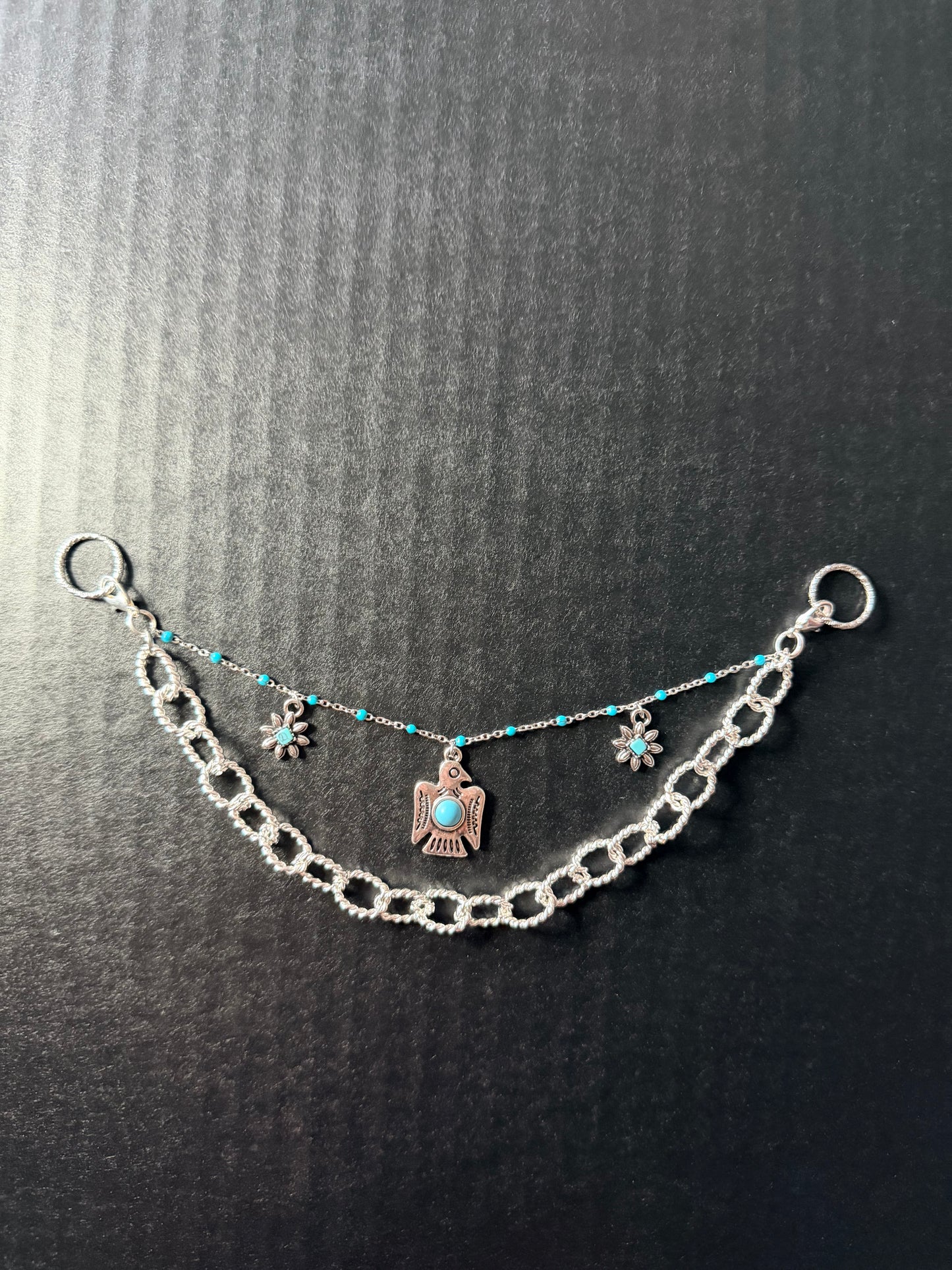 Double Layered Silver and Turquoise Boot Chain