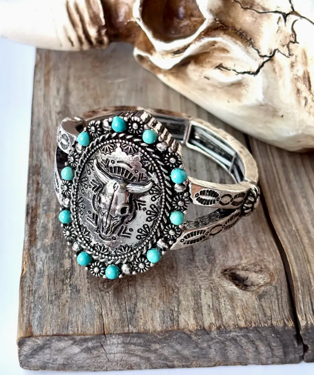 Steerhead Stone Stretch Bracelet