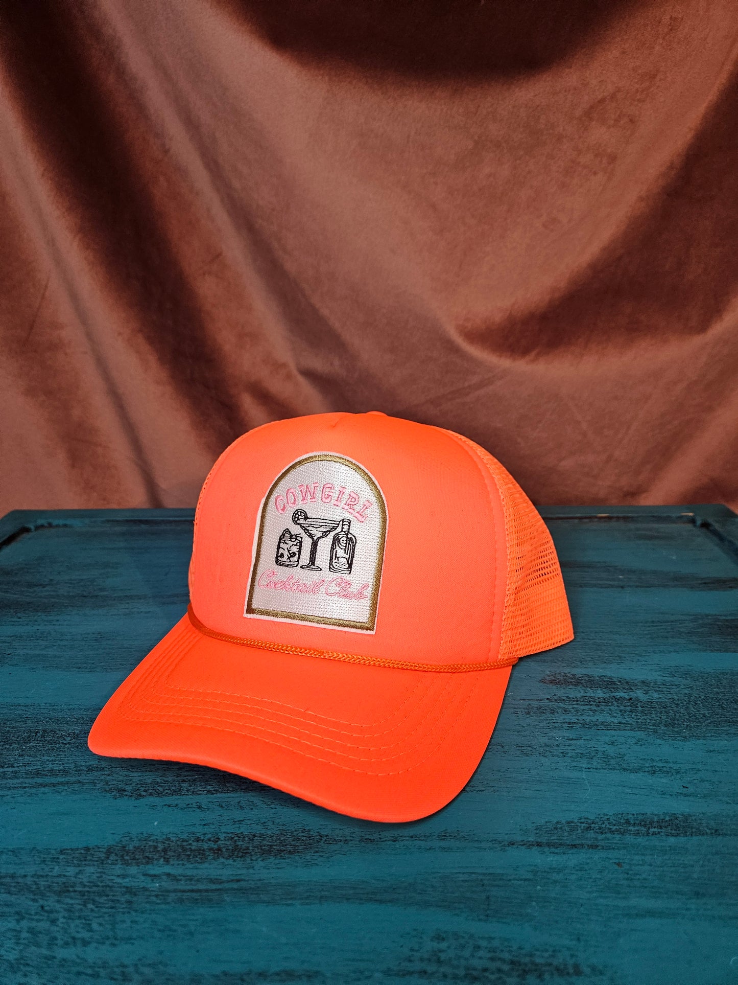 Tangerine "Cowgirl Cocktail Club" Trucker