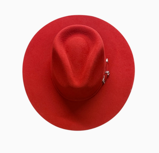 Flat Brim Fedora - Red
