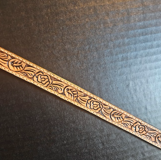 Flower Leather Hand Tooled Hatband