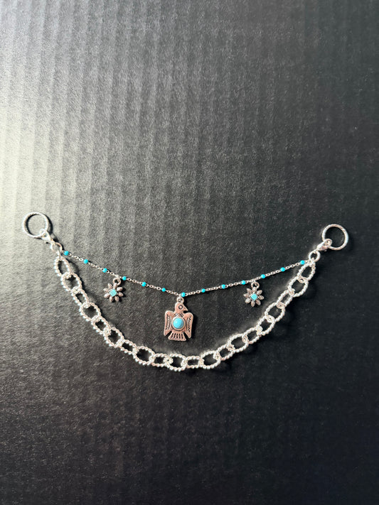Double Layered Silver and Turquoise Boot Chain