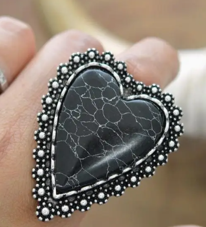 Adjustable Black Statement Ring