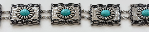 Turquoise & Silver Concho Chain Belt