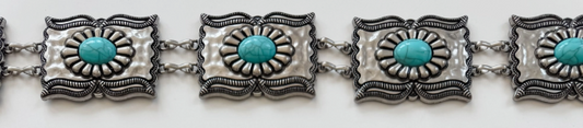 Turquoise & Silver Concho Chain Belt