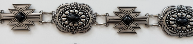 Black & Silver Concho Chain Belt