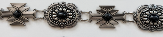 Black & Silver Concho Chain Belt