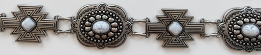 White & Silver Concho Chain Belt