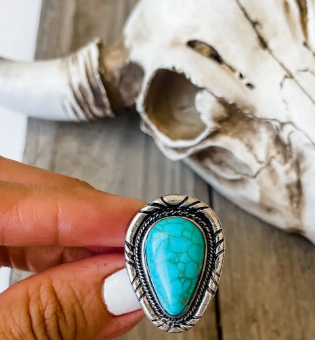 Adjustable Turquoise Teardrop Ring