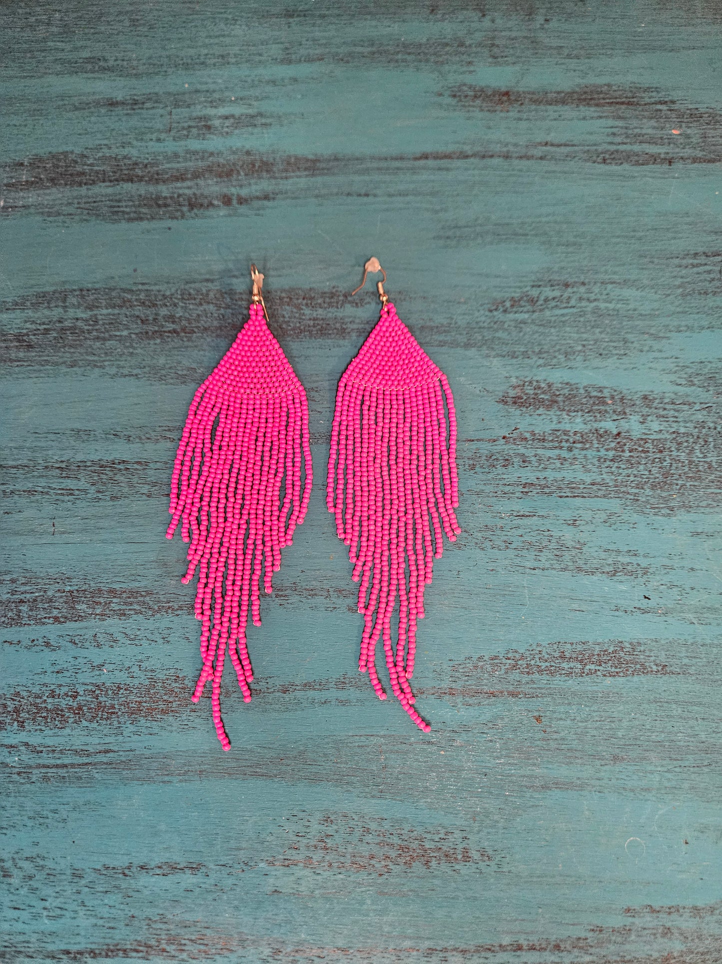 6" Pink Beaded Dangle Earrings